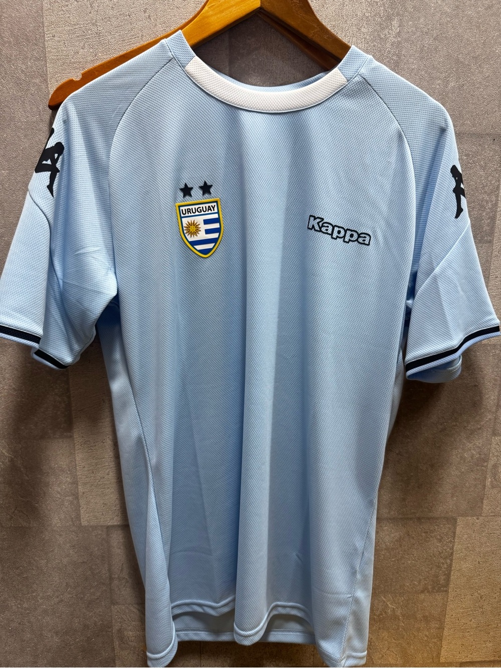 Kappa Light Blue Uruguay Soccer Jersey with White Collar